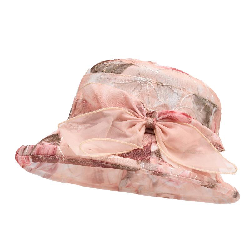 Women's Bow Fisherman Hat Mother Hat Summer Breathable Travel Sun Hat Basin Hat