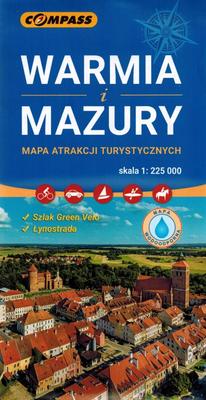Warmia and Masuria. Laminated Map of Tourist Attractions. Wyd. 2025.  Compass