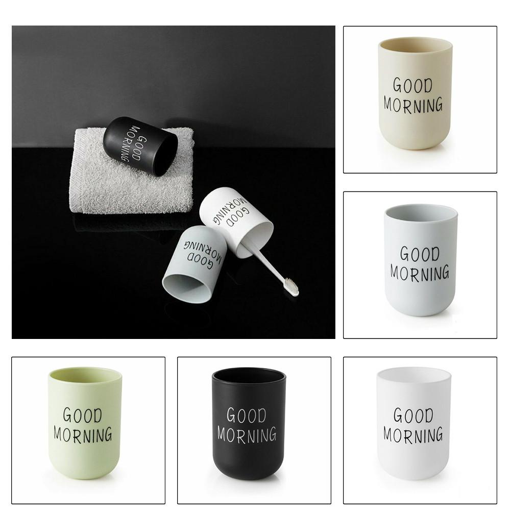 Multifunctional Toothbrush Holder Cup for Bathroom Tumbler Good Morning