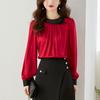Fashion Chiffon Blouse Women Elegant Long Sleeve Womens Shirts Red White Female Clothing High Quality Tops Blusas 25417