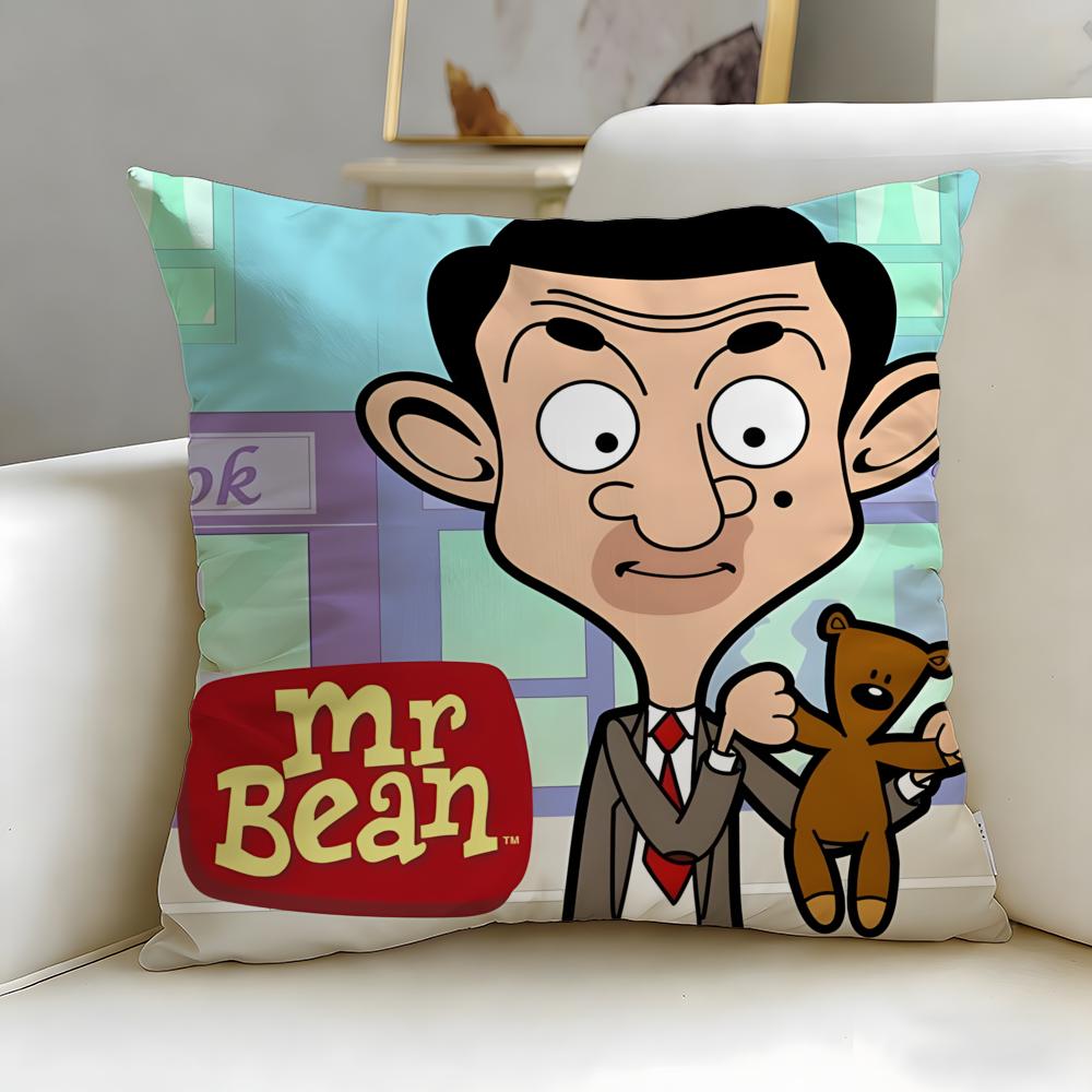 Classic Comedy Character Mr. Bean Cushion Cover Soft & Easy-Wash Pillow Case – Versatile for Couch, Bed, Travel and Office