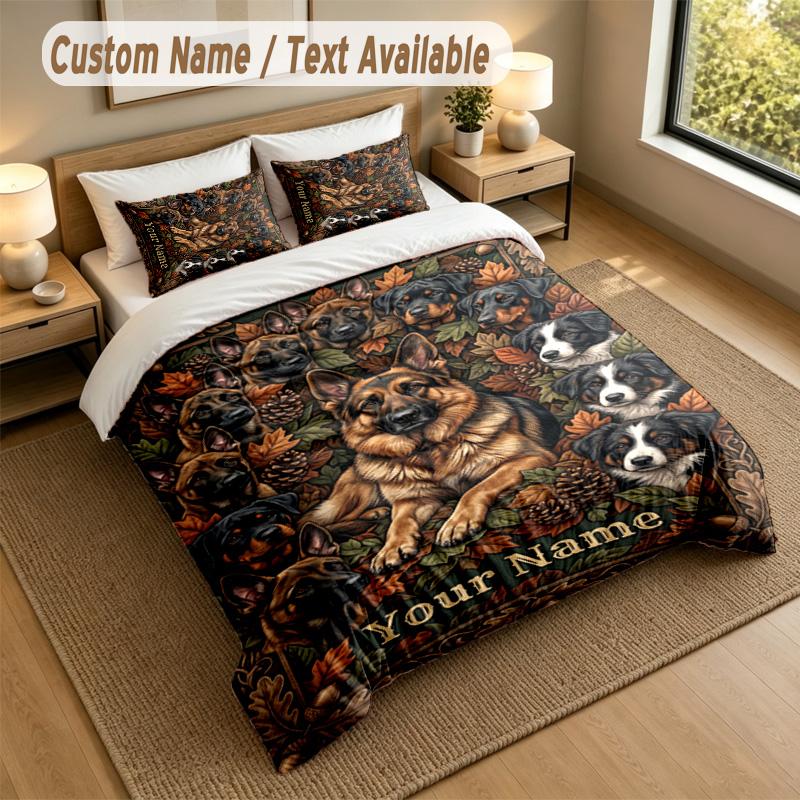 Autumn Harvest Theme Personalized 3Pcs Bedding Set Custom Text & Name 1 Sheet 2 Pillowcases Household Bedding 1pc