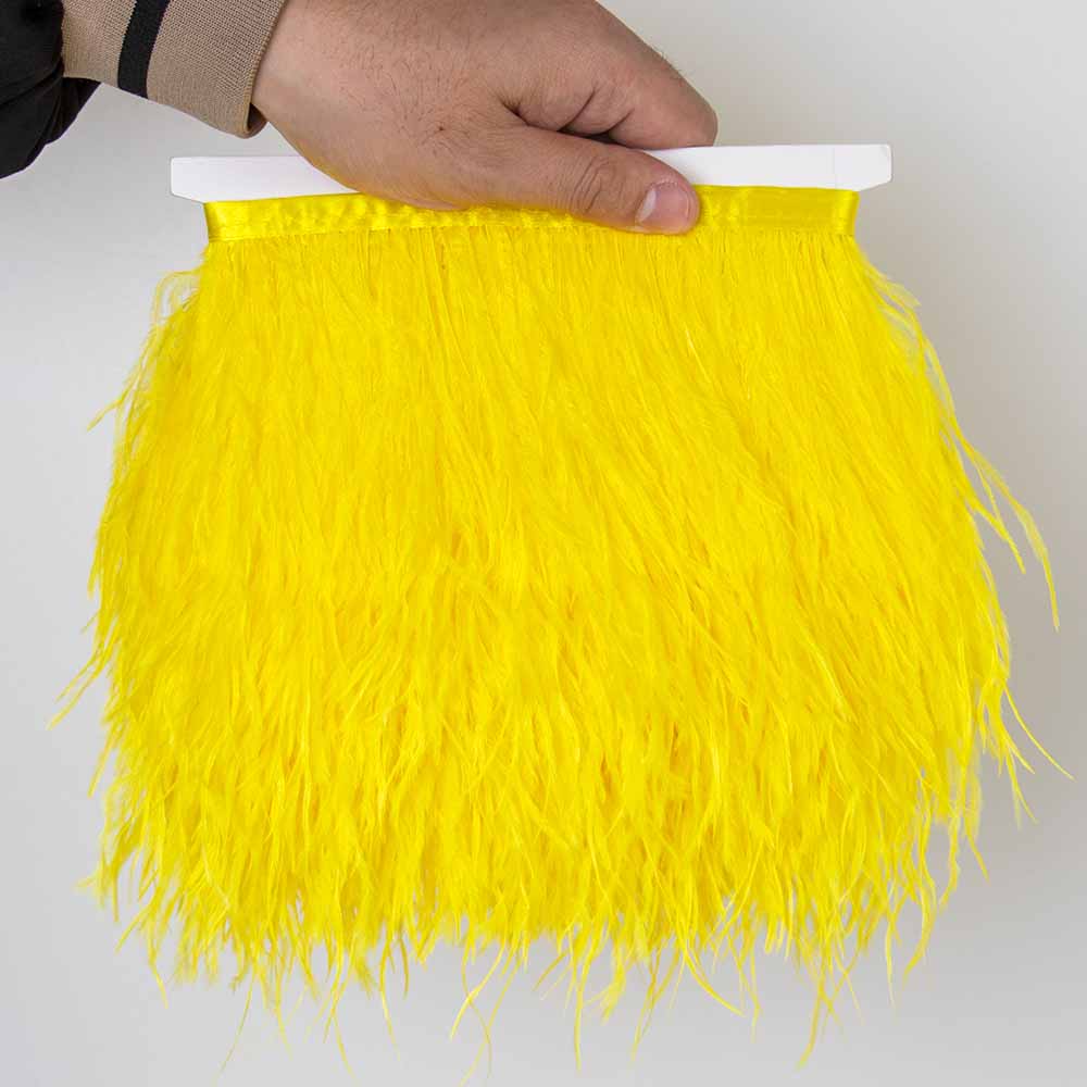 1Meter Red Ostrich Feathers Trim on Tape Ribbon Fringe 8-10cm Fabric Skirt Sewing Trimmings Feather Dress Clothes Decoration