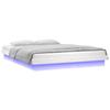 Vidaxl Bed Frame With LED, White, 135X190 Cm, Double, Solid Wood