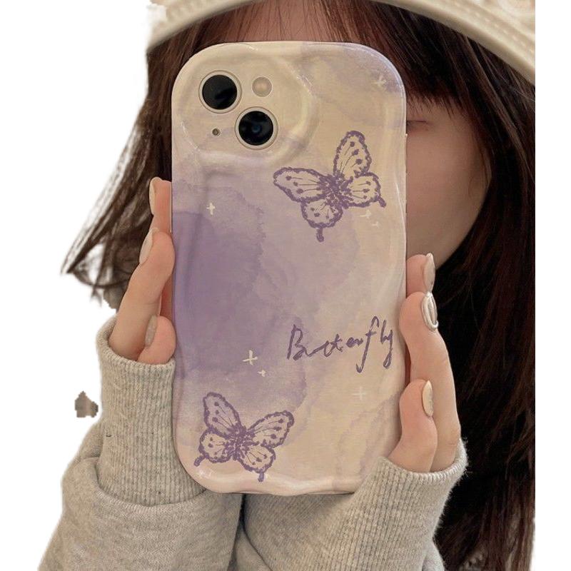 Light Purple Beautiful Butterfly Suitable for Apple 17 Promax Phone Case 16/15 Pro Soft Case