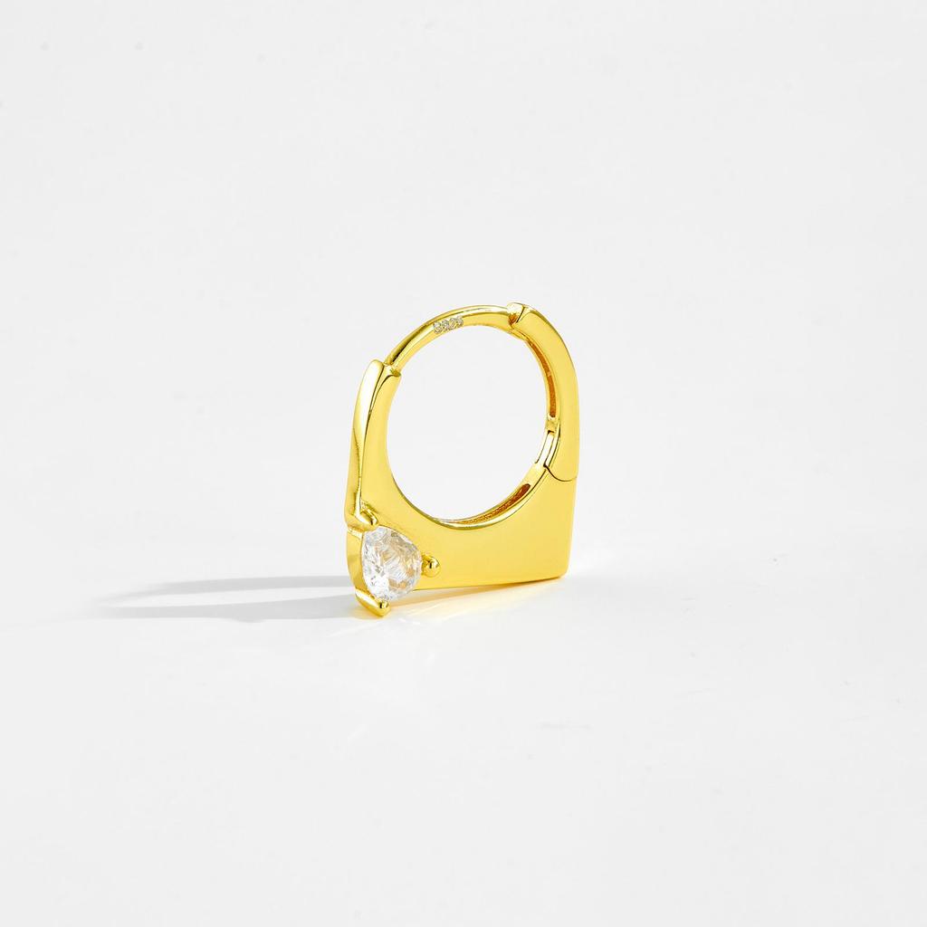ANDYWEN 925 Sterling Silver Hoop Earrings 18K Gold Plated Ladies Earrings Irregular Cubic Zirconia Fine Jewelry
