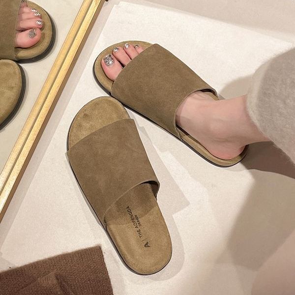 Retro One-word Slippers for Women's Outer Wear 2025 New Summer Thick-soled Heightening Casual Versatile Lazy Beach Cool Slippers