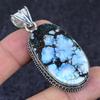 Tibetan Turquoise Gemstone 925 Sterling Silver Jewelry Pendant 2.25"