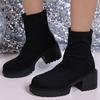 Fashion Autumn Winter Solid Color Suede Ankle Boots Women Casual Plus Size Platform Booties Woman Comfortable Square Heel Botas Female