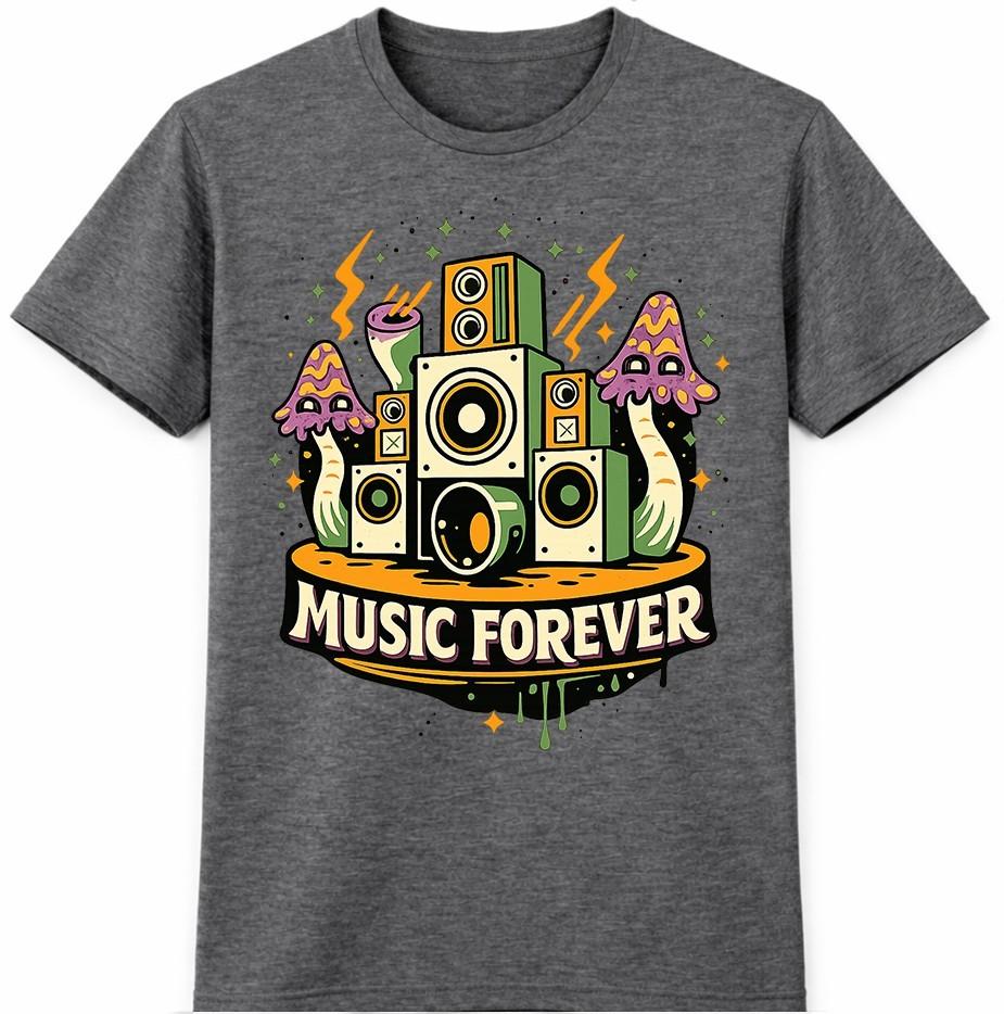 Musik T-Shirt DJ Lautsprecher Forever Grafik Rave Festival Tee