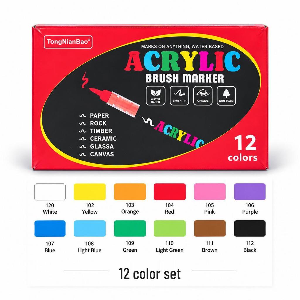 Liquid Acrylic Marker Set with Soft Tips for DIY Art & Professional Watercolor Painting