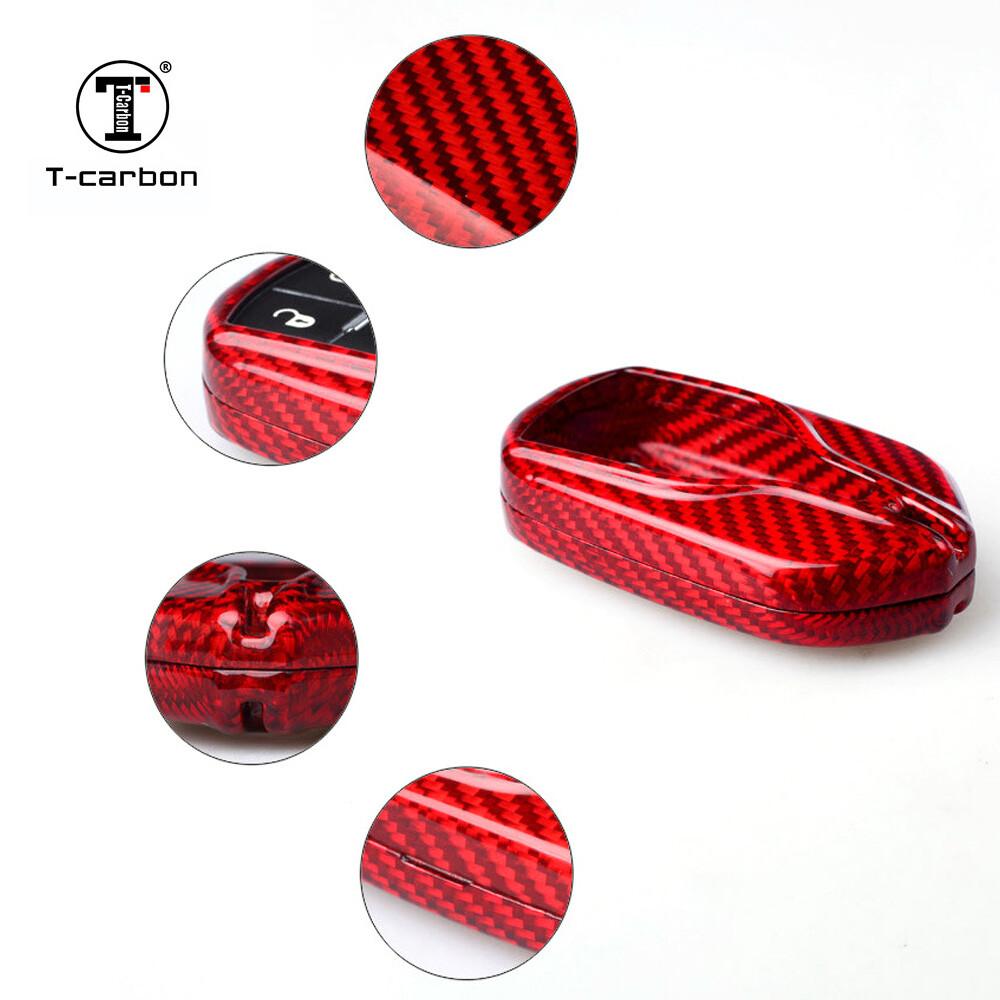 Red Carbon Fiber Key Case Cover for 13+ Maserati Quattroporte Ghibli 17+ Levante