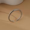 Retro Blackened S925 Sterling Silver Women's Ring: European-Style with Thai Silver Threaded Design