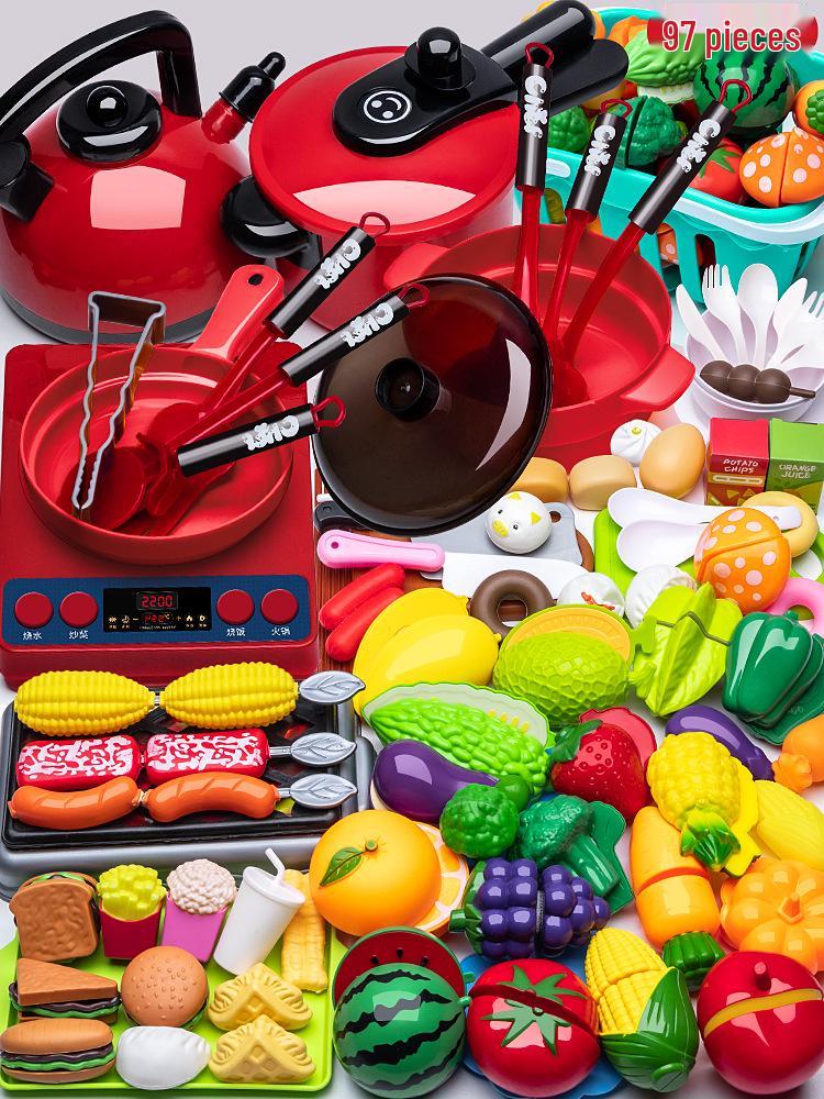 Kids' Pretend Play Kitchen Set: Cooking Toys with Cutting Fruit