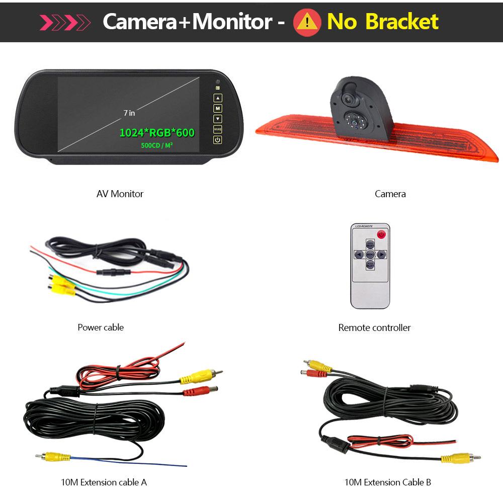 

JIEPIE Twin Lens Brake Light Rear View Reverse Dual Lens Camera with 7 Room Mirror Monitor for Ford Transit MK8 (2014-Onwards) Snap-on fix Kit