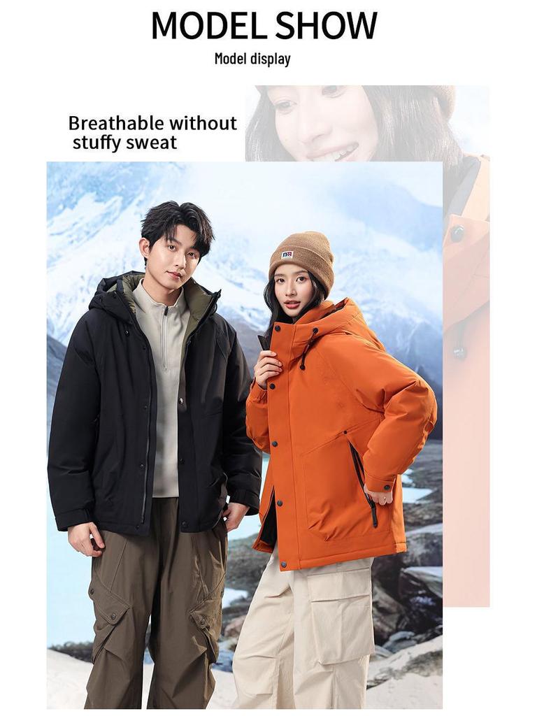 Men's Winter Waterproof Mountaineering Down Jacket - Unisex Casual Light Luxury Outdoor Wear