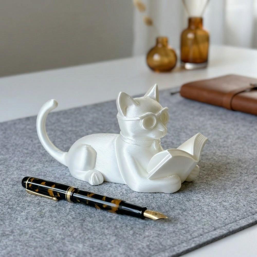 Cute Reading Cat Ornament Creative Cat Statues Crafts Desktop Cat Decorations Home Decoration