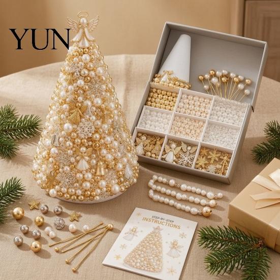 Creative Hobby Kits for Adults DIY Christmas Tree Beading Kit Beginners, Handmade 3D Ornament with Full Beaded Figurine Making Set Tools And
