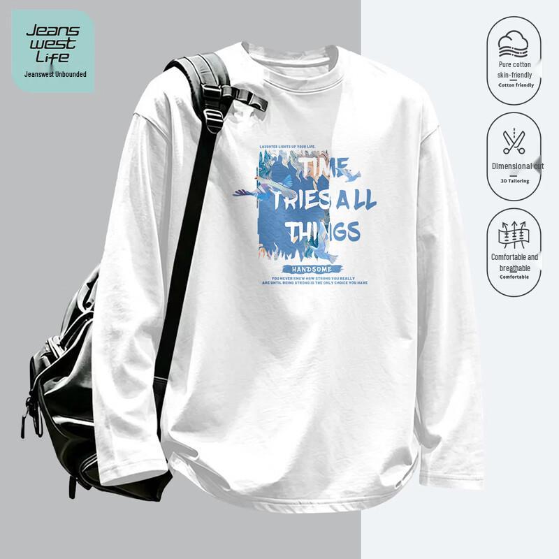 Jeanswest Life Men's Cotton Long Sleeve Crew Neck T-Shirt