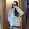 Ribs light and thin short couple retro bread clothes hooded versatile solid color large size warm winter down cotton clothes tide