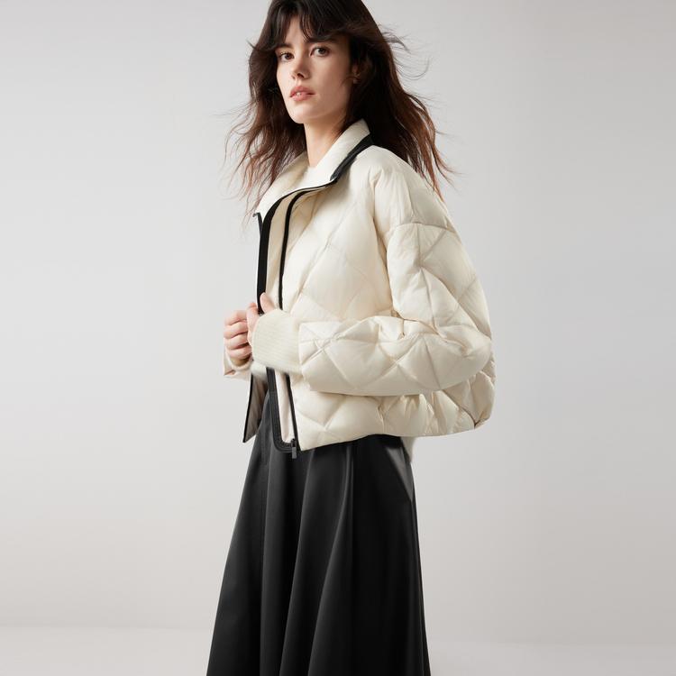 ELLE Basic Duck Down Design Casual Loose Versatile Stand Collar Long Sleeve Short Down Jacket Women outerwear EY52142