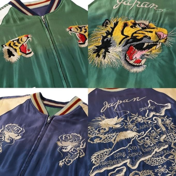 TAILOR TOYO Sukajan 2025 Early 1950s Style Acetate Souvenir Jacket TIGER HEAD JAPAN MAP AGING MODEL Tiger Head Japan Map × TT15710-145