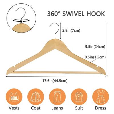 Cabide de Madeira Maciça 10/50/100 peças Cabide de Roupa Suporte para Lenço Chapéu Armário Organizador Guarda-Roupa Economizador de Espaço para Quarto
