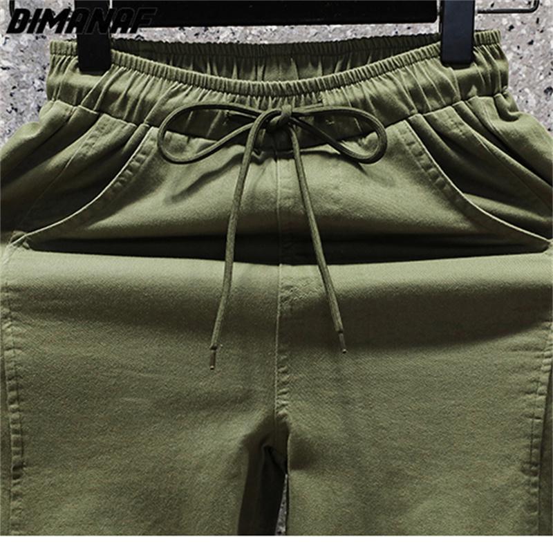 DIMANAF 2025 Plus Size Long Pants Women Elastic Loose High Waist Vintage Solid Loose Casual Female Basic Trousers Green Black