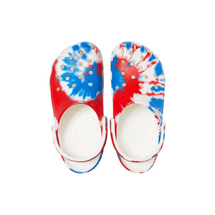 Crocs Classic Floral Pattern Durable Non-Slip Clogs Unisex Sandals White Blue Red 205453-928
