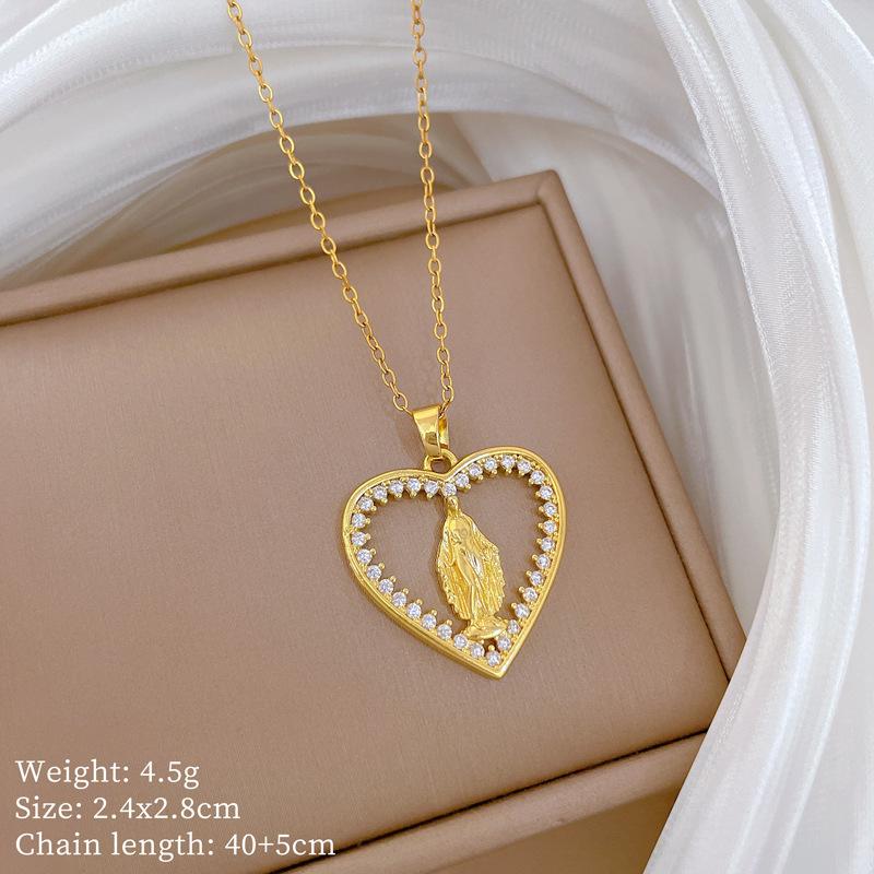 Copper Micro-Inlaid Light Luxury Fashion Personality Temperament Gorgeous Full Diamond Necklace Women'S Versatile Collarbone Chain Titanium Steel