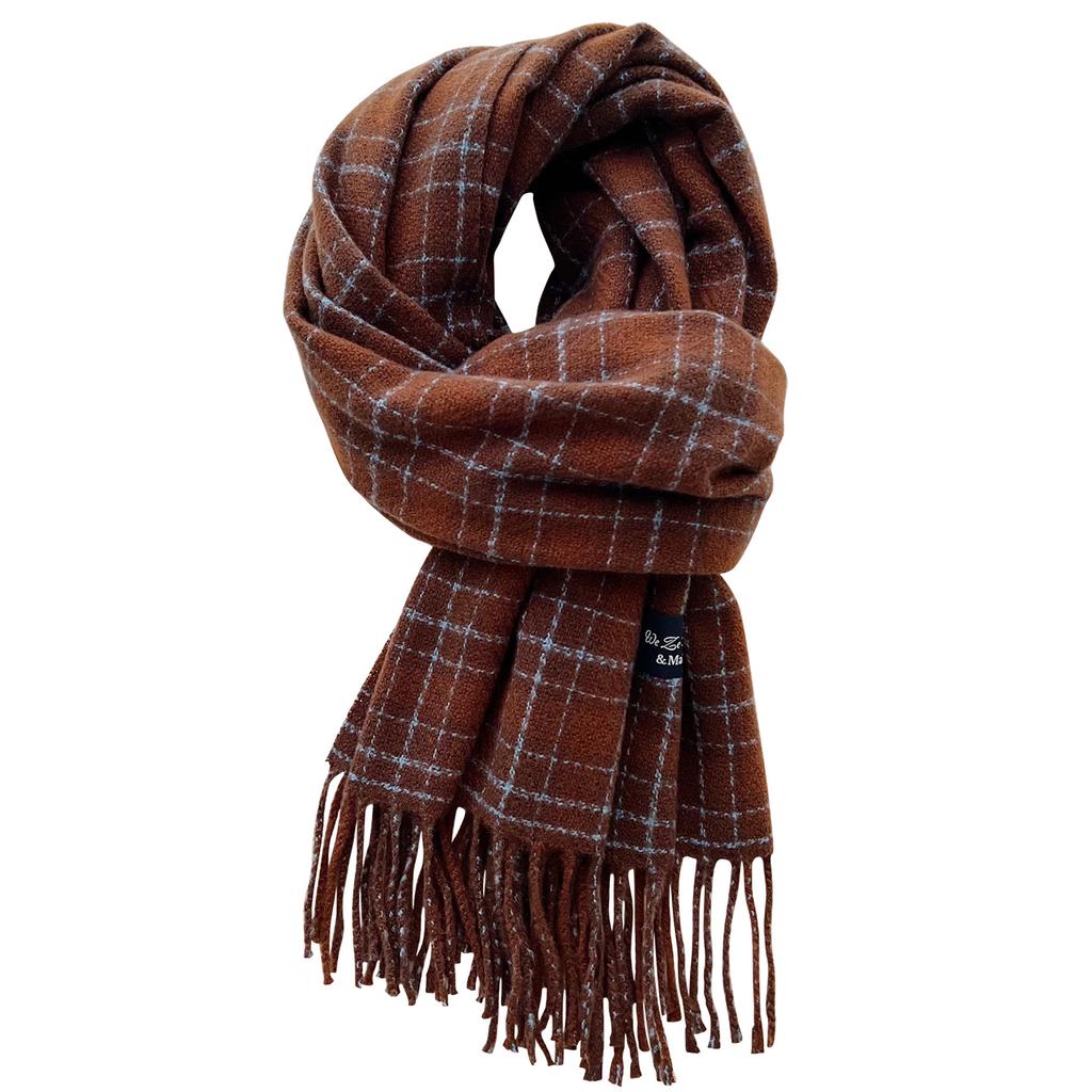New imitation cashmere plaid thickened scarf women's atmosphere warm autumn and winter white soft fringed shawl scarf
