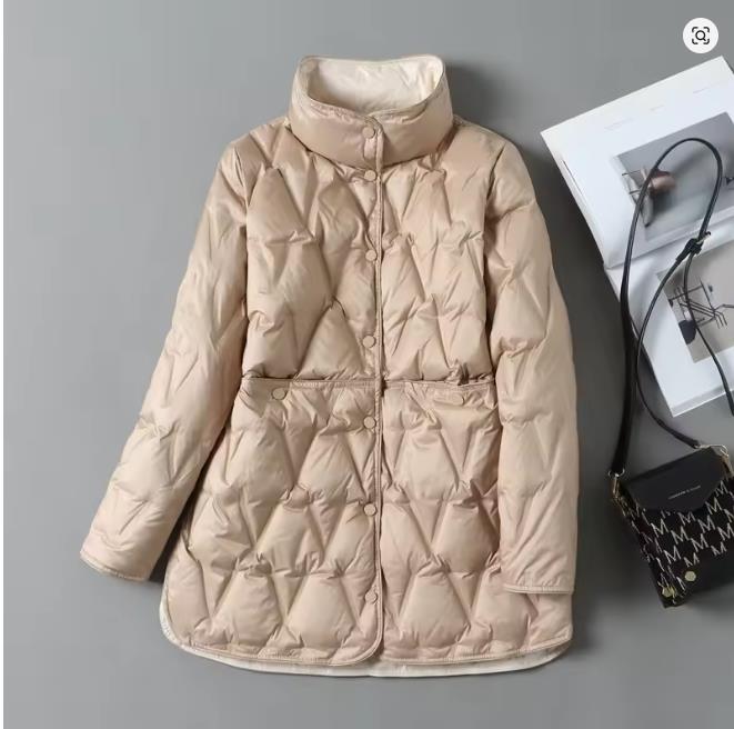 Autunno Inverno Donna Ultraleggero Piumino Lungo Piumino D'Anatra Bianca Femminile Monopetto Double Face