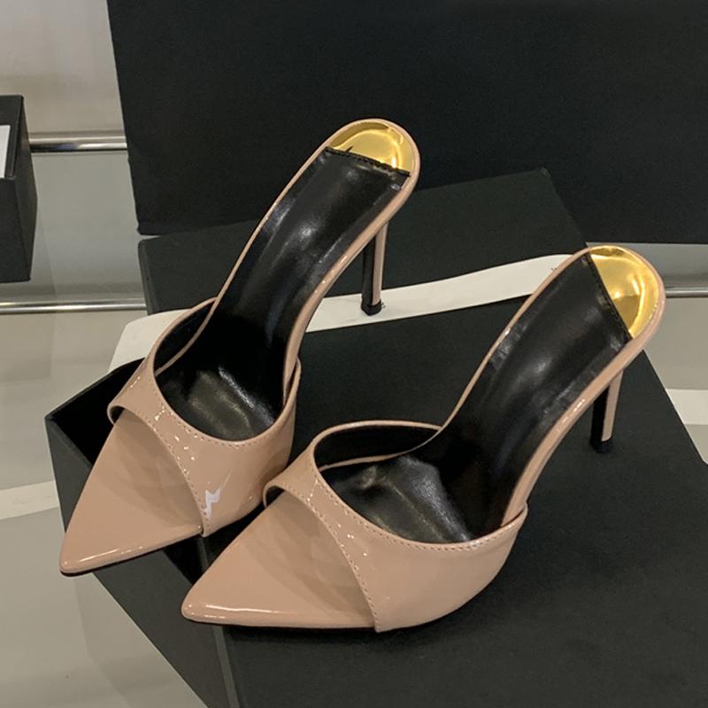 

Летние белые лакированные женские шлепанцы сандалии сексуальный леопардовый принт острый носок мюли высокие каблуки обувь для стриптиза вечеринки 35 абрикосовый