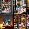 Weihnachts-Fenstersticker Statische Aufkleber, Verschneite Stadthäuser Schneeflocken Glasaufkleber, Wiederverwendbare Klebefreie Adsorption Weihnachten Aufkleber, Feiertagsdekoration für