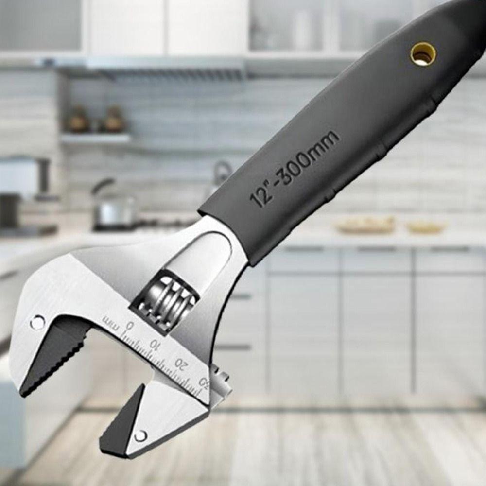 8/10/12Inch Self Tightening Ratcheting Wrench Adjustable Wrench Tool Portable Bathroom Wrench