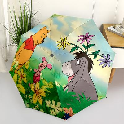 Winnie the Pooh, Piglet Automatic Opening and Closing Umbrella - 8 Ribs Portable Folding Umbrella with Plastic Handle, Suitable for Leisure