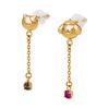 POMPOMPURIN 25th Anniversary Earrings for Both Set of 2 Sanrio Characters Pudding Beret Muffin Shaking Silver 925 Cubic Zirconia Yellow Gold Coating