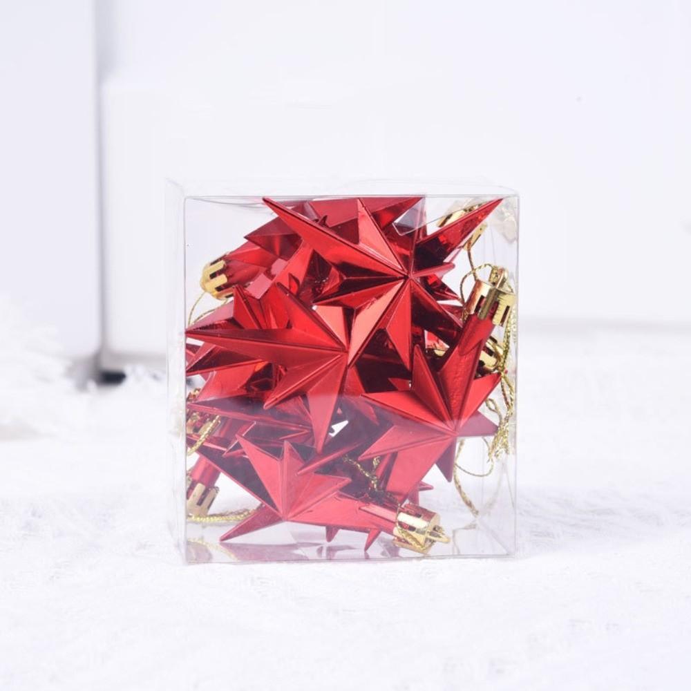 12Pcs Plastic Golden Octagonal Star Ornaments Special-shaped 3D Christmas Tree Star Decorations 12Pcs Electroplated