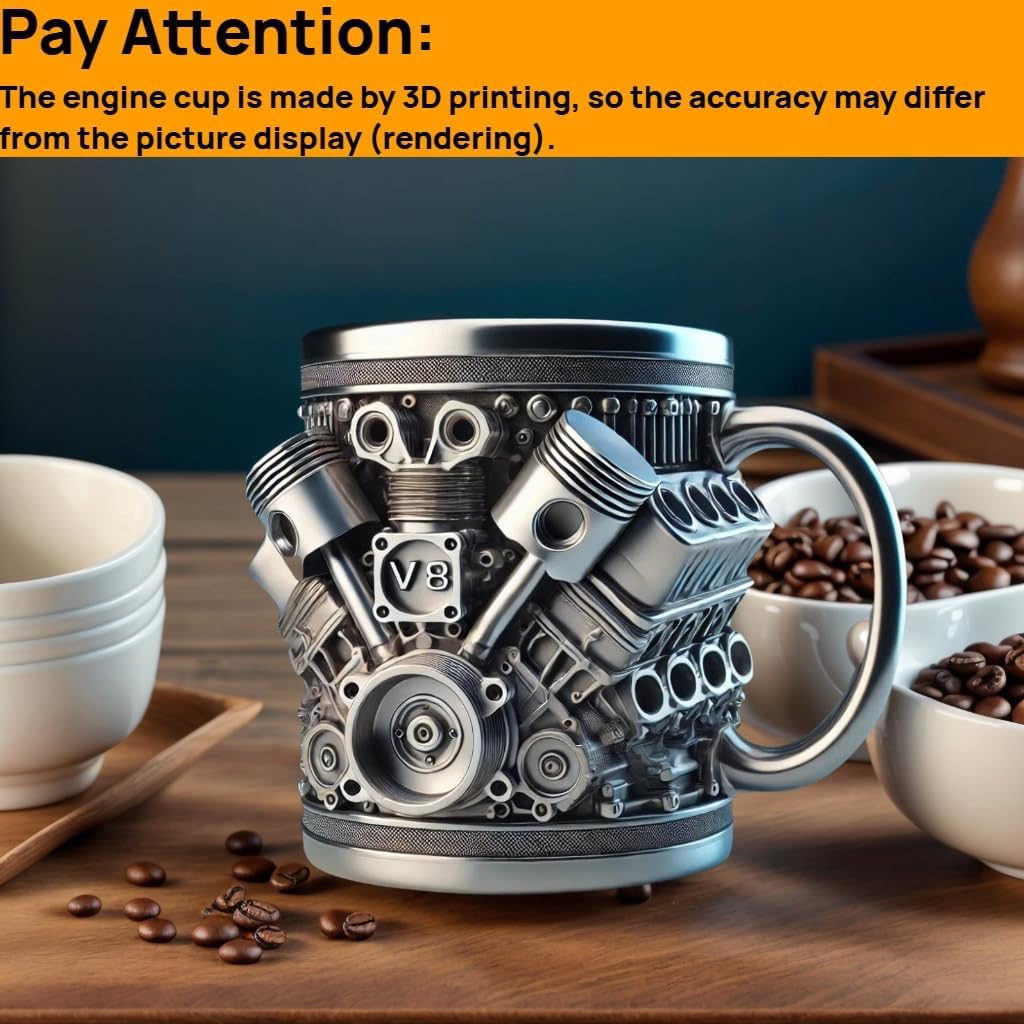 V8 Engines Stainless Steel Cup,Personalized Coffee Mug with Insulated Handle,Perfect for Car Lovers Gifts,Mechanics, Christmas,Living room decoration