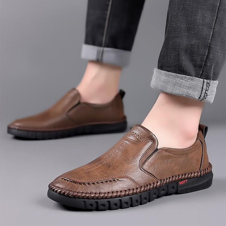 Men's shoes spring new trendy shoes men's leather shoes soft sole middle-aged versatile casual shoes men's leather shoes