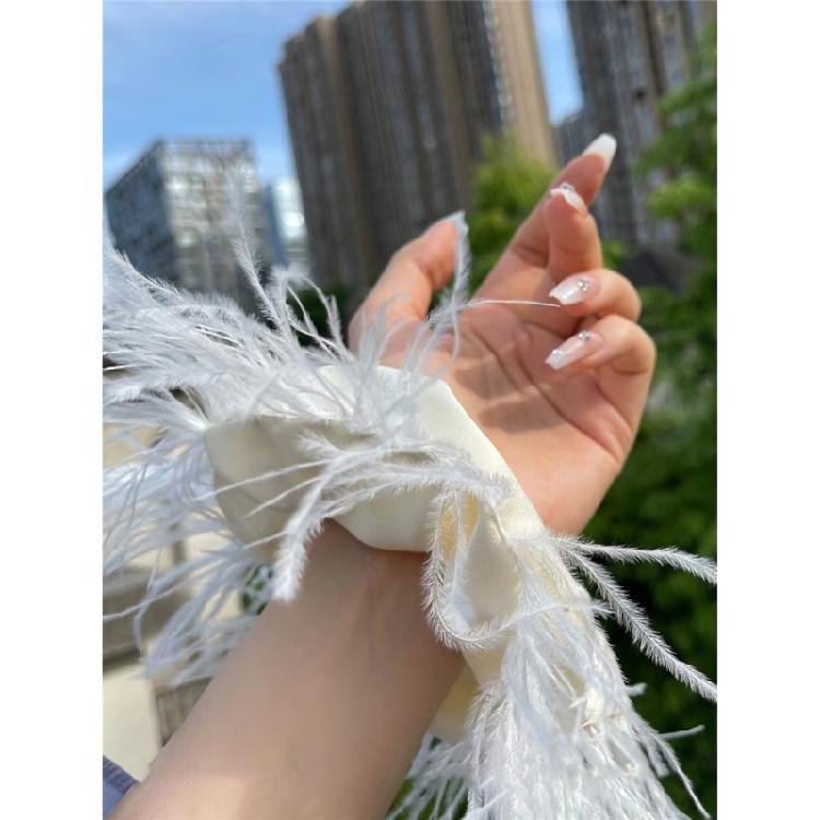 Ostrich Feather Hair Scrunchie Feather Hair Tie Hair Rope Headpieces for Women