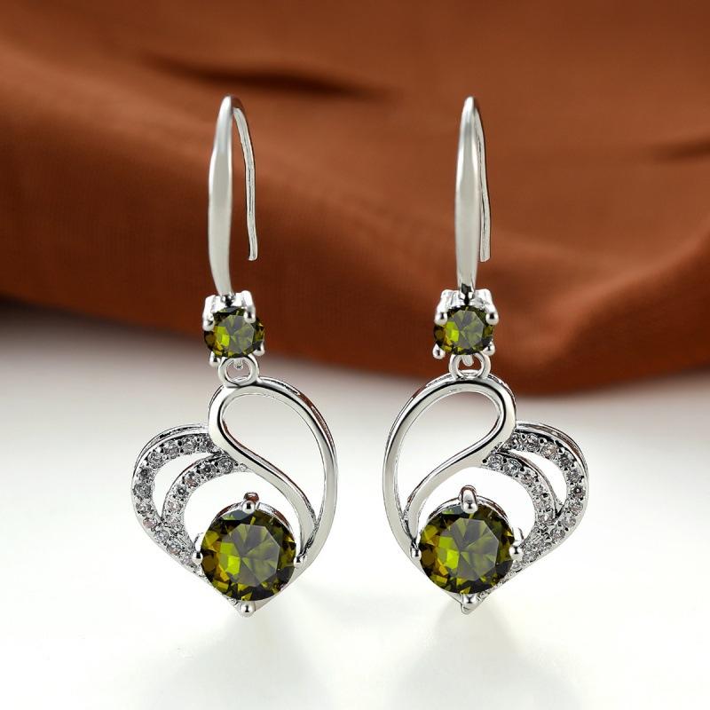 Popular red diamond love medium and long earrings pendant heart-shaped earrings women's Korean version of exquisite jewelry