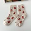 4Pairs Korean Christmas Socks Gift Set –  Winter Cozy Women’s Socks – Holiday Cute Gift Box – 3 Color Sets (Red / Beige / Blue Navy)