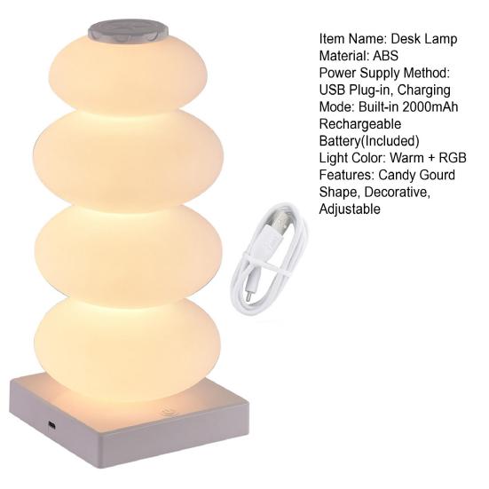 Candy Gourd LED Desk Lamp Touch Control USB Powered Rechargeable Colorful RGB Table Light