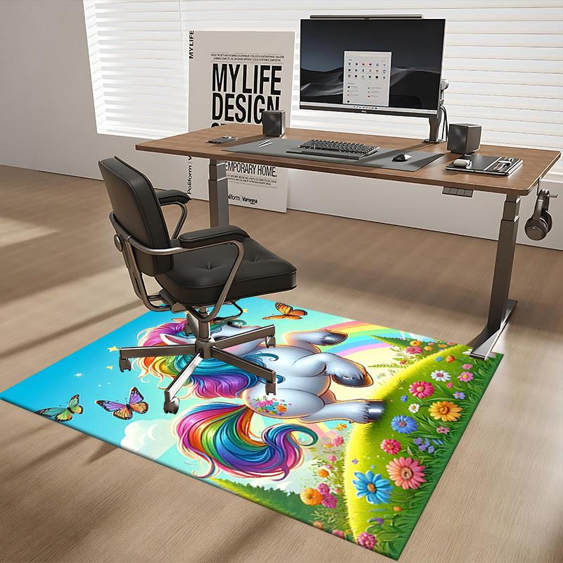 

1pc Rainbow Unicorn Chair Mat - Anime Cartoon Design, Non-Slip Carpet for Office Chairs, Festive Gift, Suitable for Home Decor, Living Room, Bedroom, 60cm by 90cm