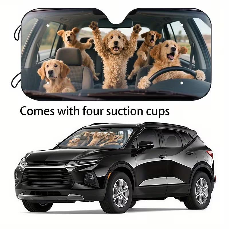 Temu Xiyin Car Sun Shade: Summer Heat Protection with Suction Cup Insulation Driving Puppy