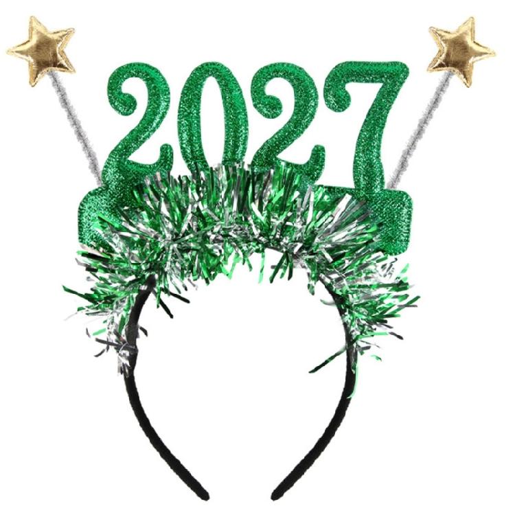 Celebration Hair Accessory for 2027 New Year, Glitter Headband with Bright Trim for Party Wear and Photo Booth Use
