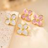 Elegant Pastel Flower Earrings for Women, Pink Floral Studs Summer Earrings Hypoallergenic Jewelry