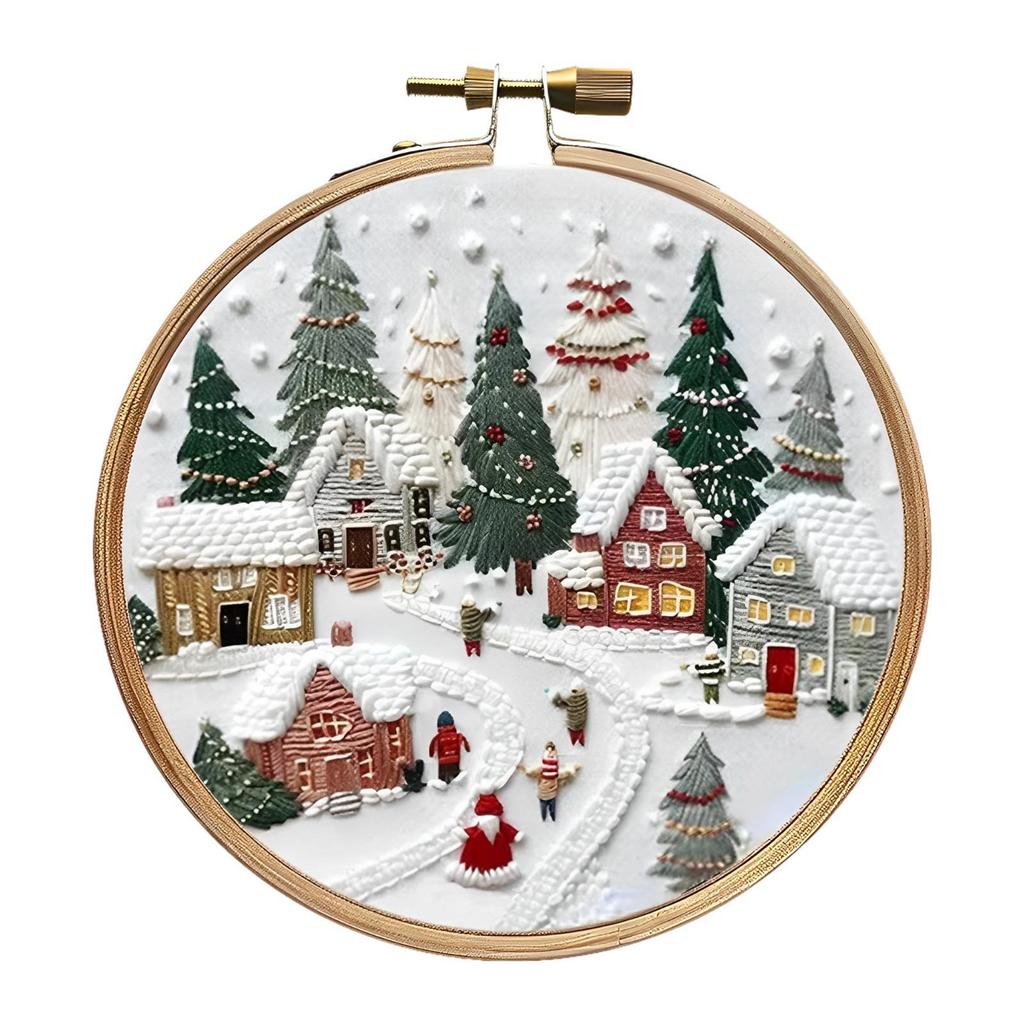 Christmas Embroidery Starter Kit Embroidery with Christmas Pattern Hand Craft for Beginners