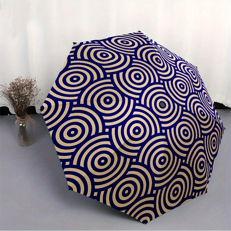 1pc Concentric Circles Automatic Open/Close Umbrella, Umbrella with cartoon Design, Portable Compact Umbrella for Men & Women, Good Holiday